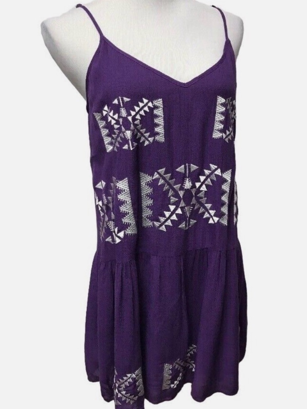 Izzy & Lola Purple Embroidered Spaghetti-Strap Camisole Dress